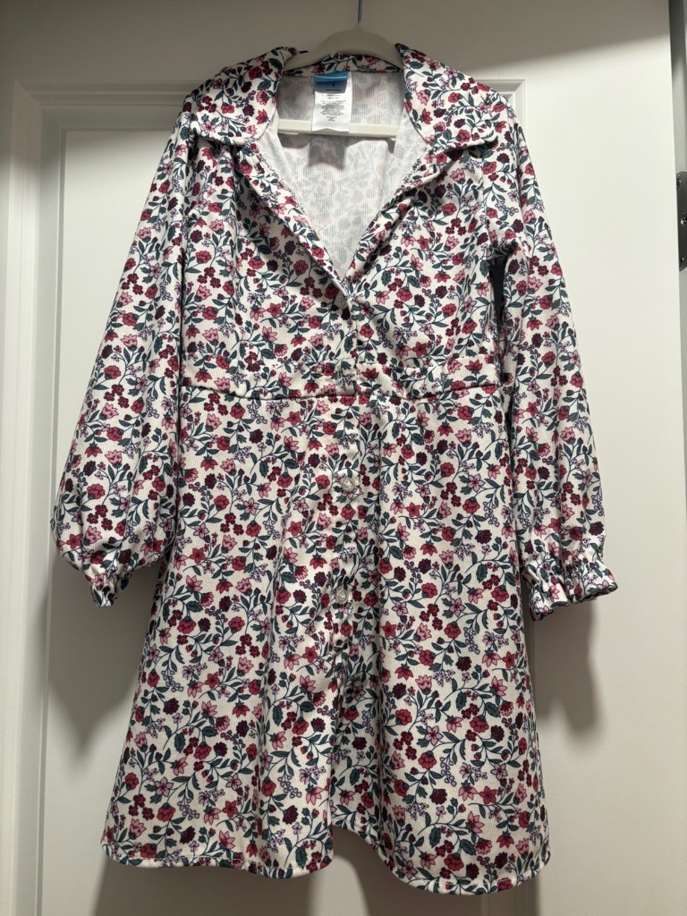 Girls Draper James White Dress with Pink & Green Floral Trim